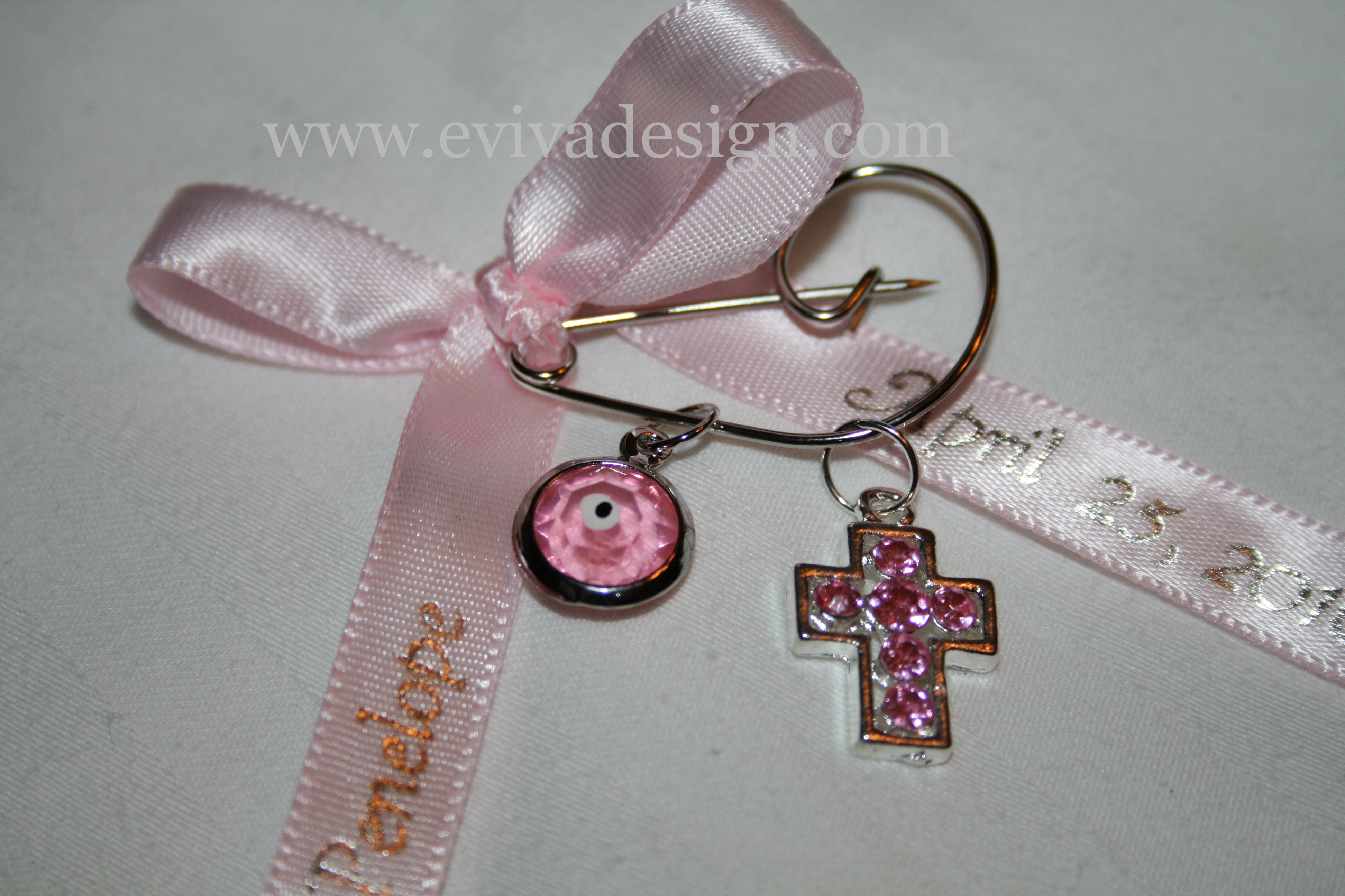 Martyrika-Witness Pins 50pcs For Girl Brooch Pink Cord Rotten Apple Color Ribbon Tulle Pearl White Cross